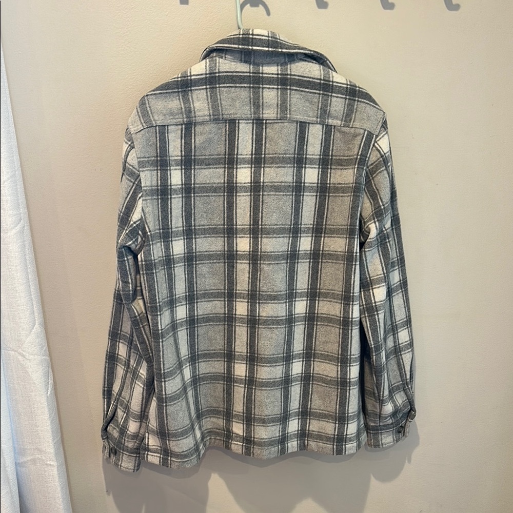 Express Gray Plaid Button-Up Shirt Jacket - Picture 5 of 5